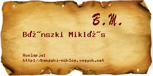 Bánszki Miklós névjegykártya
